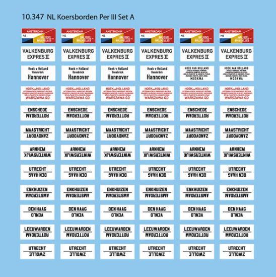 Picture of NL train destination plates per. III set A