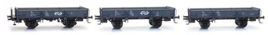 Picture of Dutch open sand wagon 3x set: 144-7, 137-1, 074-6 Depot Maarn IV