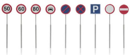 Picture of European traffic road signs 9 pcs