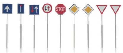 Picture of European traffic road signs 9 pcs