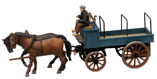 Picture of Open Farmers Wagon w. 2 Horses and 1 Driver