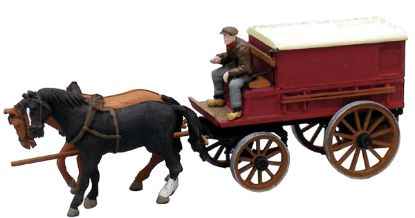 Picture of Covered Farmers Wagon w. 2 Horses and 1 Driver