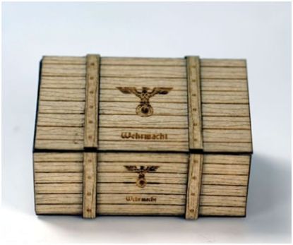 Picture of 1/72 or 1/87 Scale Wooden German Military Crates, 2 per pack.