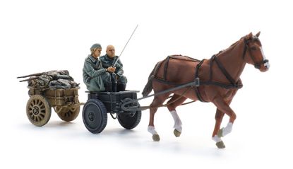 Picture of German WWII Infantry Cart w.Horse + 2 Figures