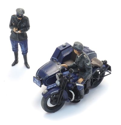 Picture of Dutch police motorcycle with sidecar + 2 figures
