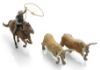 Picture of Cowboy lassoing Longhorns